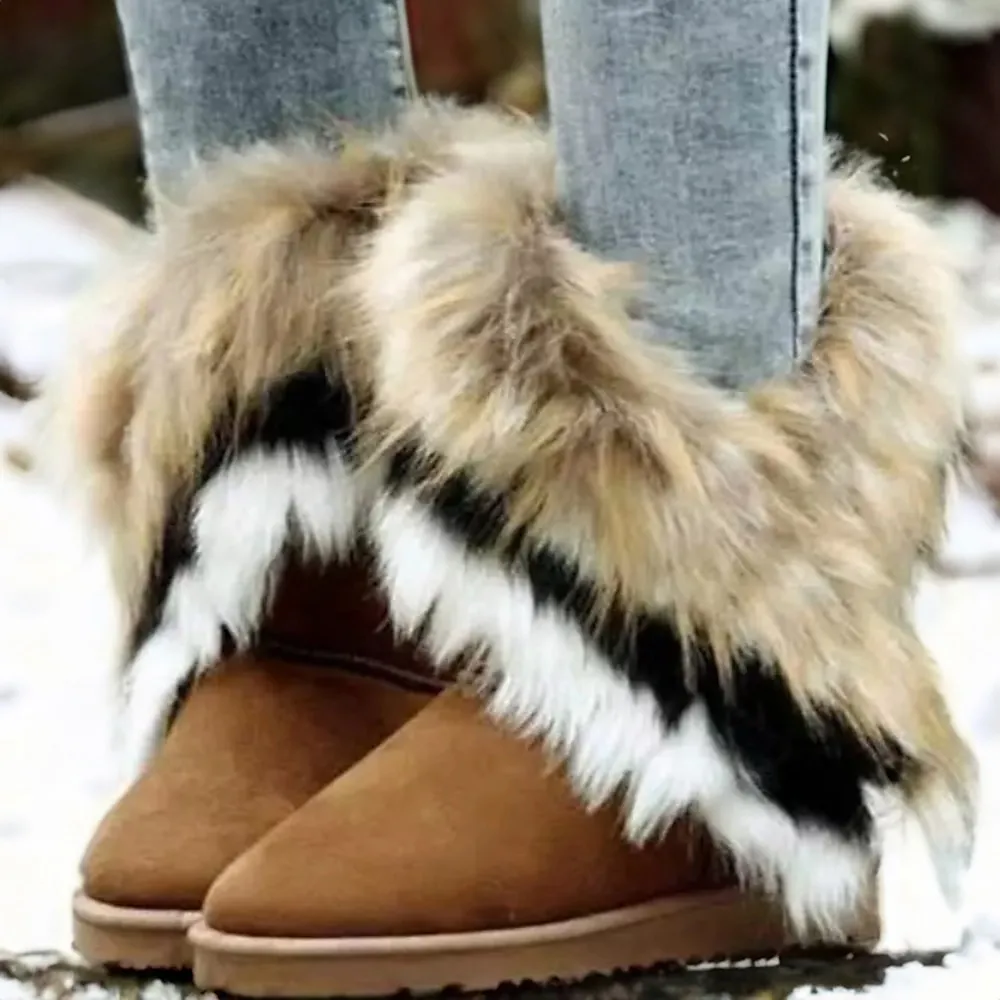 trcyxj1693447570776.webp Women's Faux Fur Winter Boots with Fluffy Trim - Cozy and Stylish Cold Weather Footwear - Image 1
